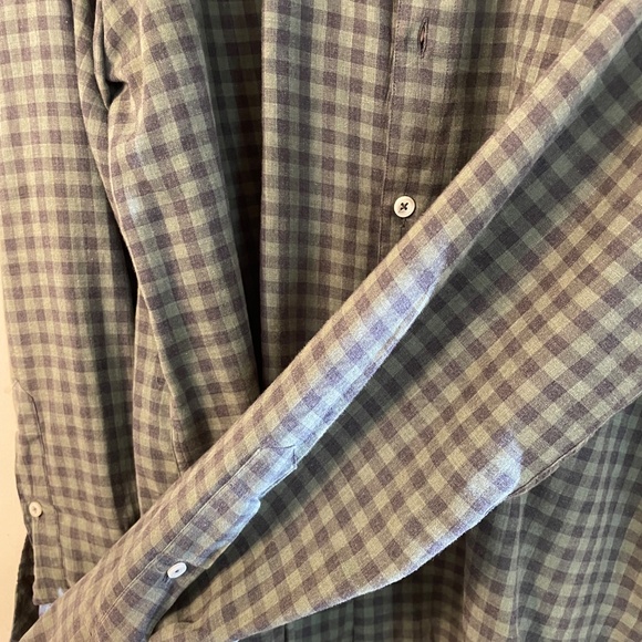 Billy Reid Large Standard Green & Blk Check Collar Shirt - Picture 2 of 4